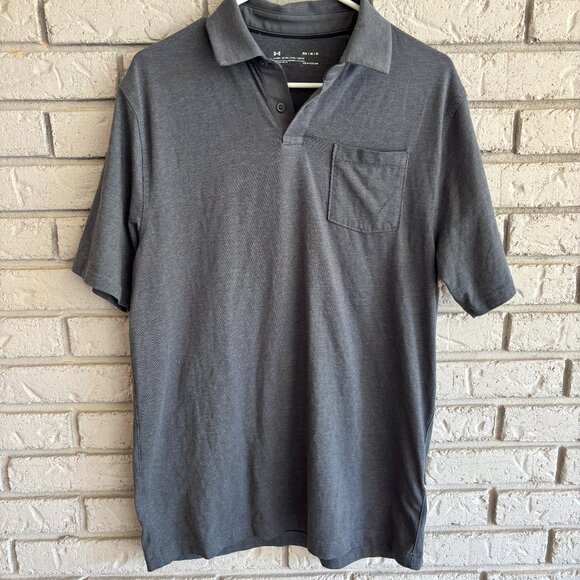 Under Armour Heat Gear Men’s Grey Short Sleeve Polo Medium - Picture 1 of 7